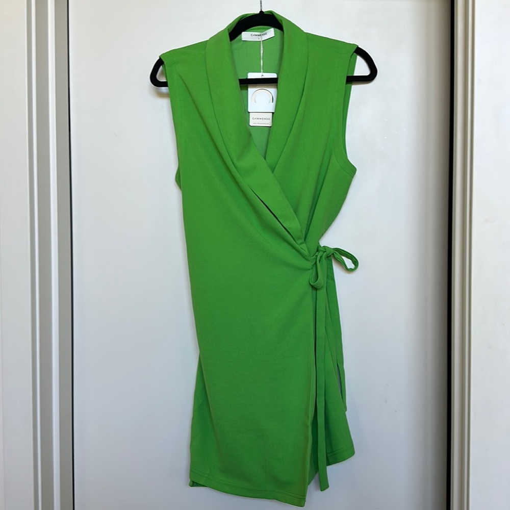 Commense Sleeveless Lapel Mini Blazer Dress